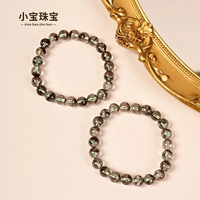 【小宝珠宝】XB1413-红皮半盘绿幽灵手串 多样性发一件-8mm（商城）