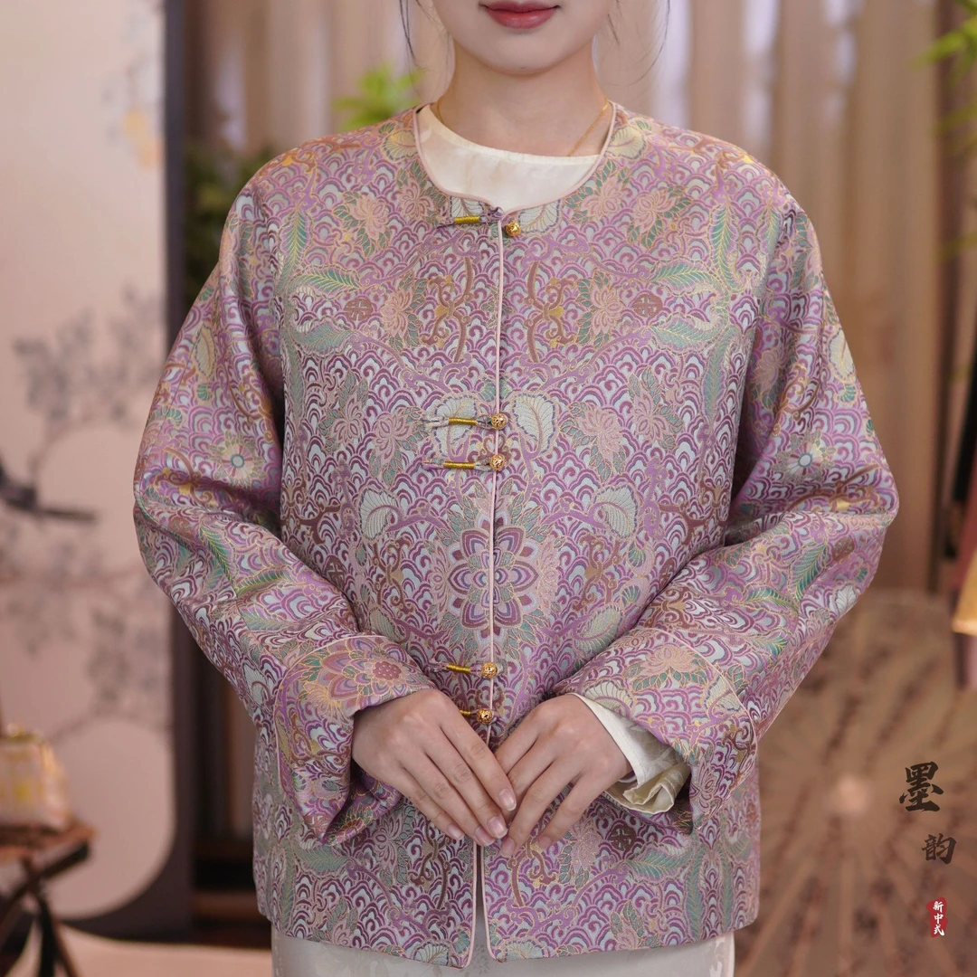 【浮生梦】彩铃宝相花老宋锦桑蚕丝新中式外套盘扣正襟气质百搭新