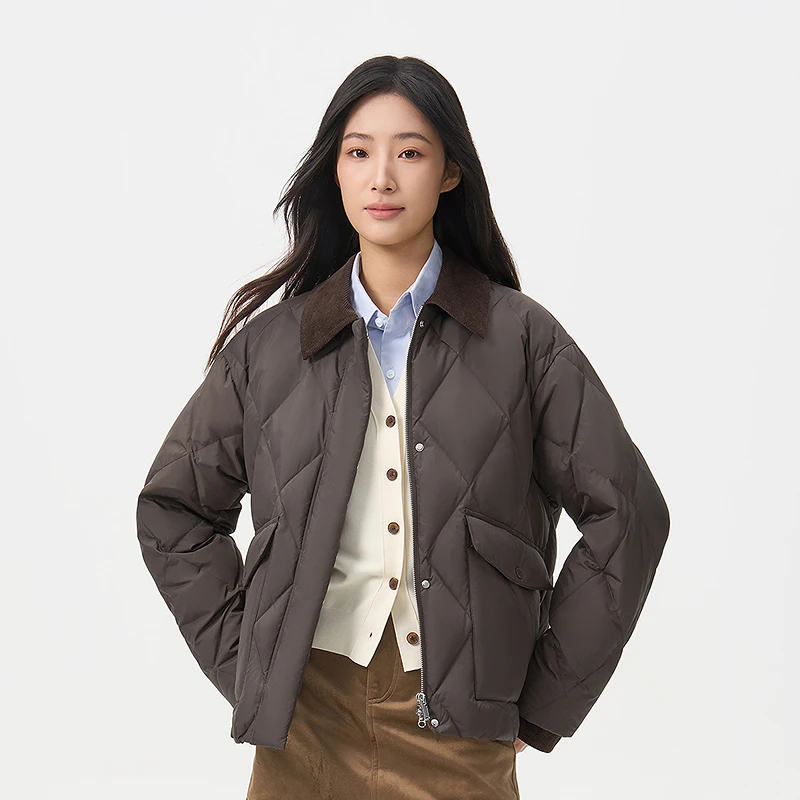 【波司登旗舰店】2025新款女款复古保暖潮流工装松弛90绒羽绒服5352