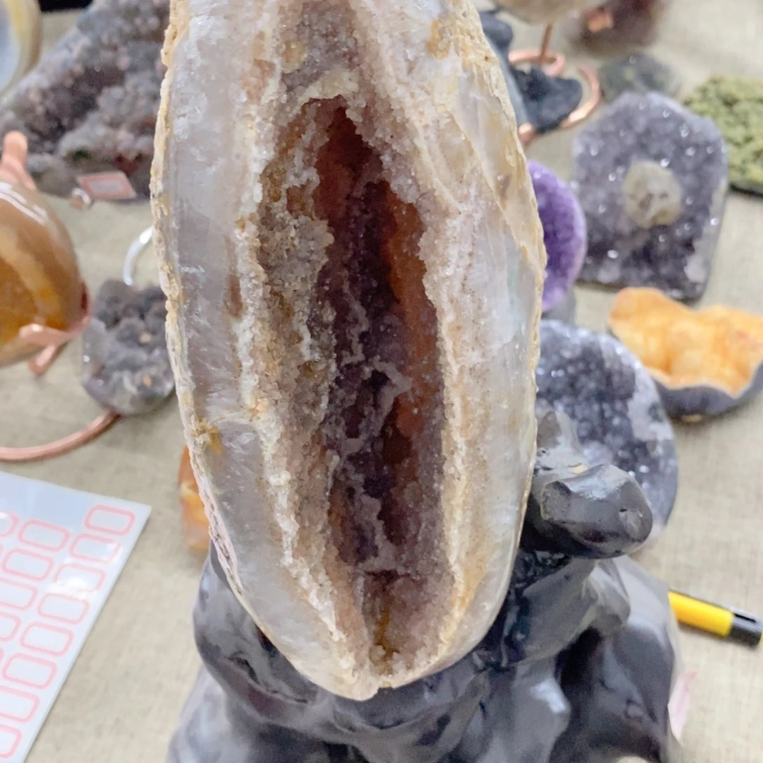 水晶水晶摆件9K金镶嵌杠*开