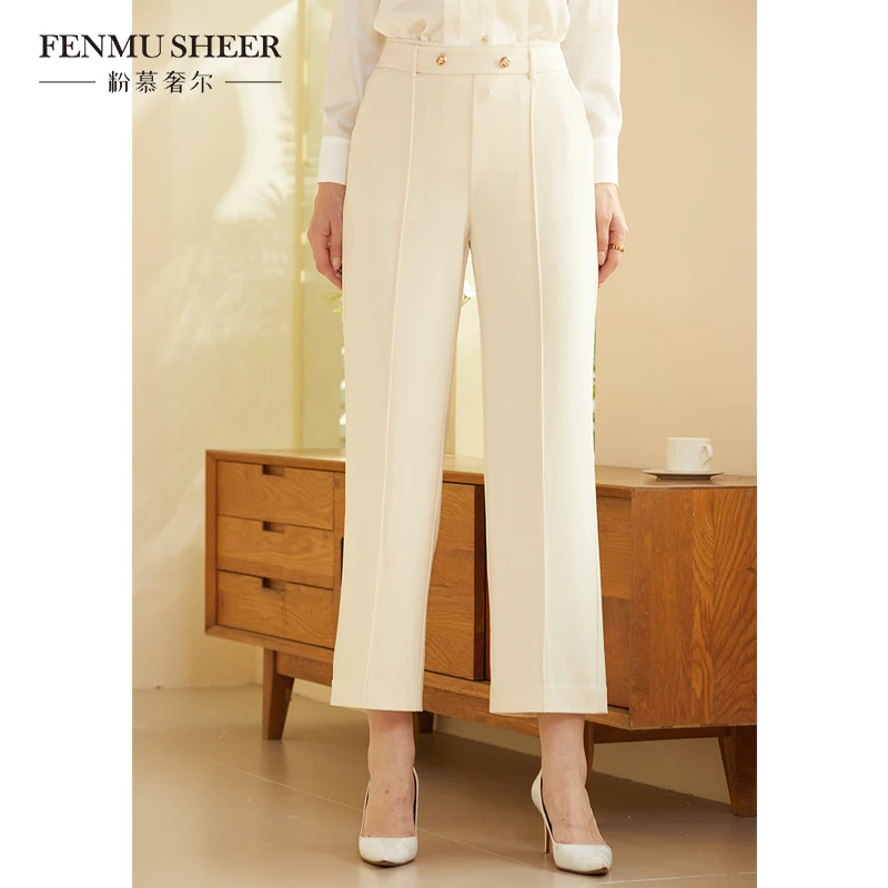【粉丝专属】粉慕奢尔阔腿裤女中缝设计显腿瘦休闲长裤西裤-T769