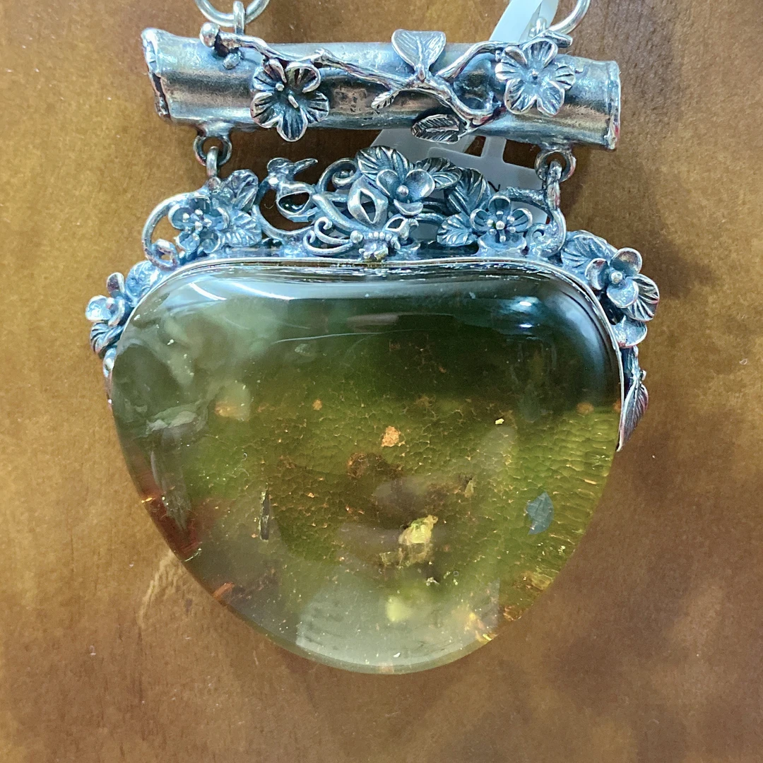 吊坠足银 银语轩 复古民族风银包镶吊坠