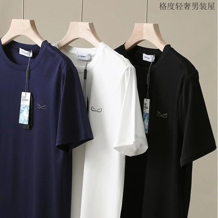 舒适纯棉宽松百搭情侣夏季圆领男士纯色T恤春夏液氨水柔棉短袖t恤