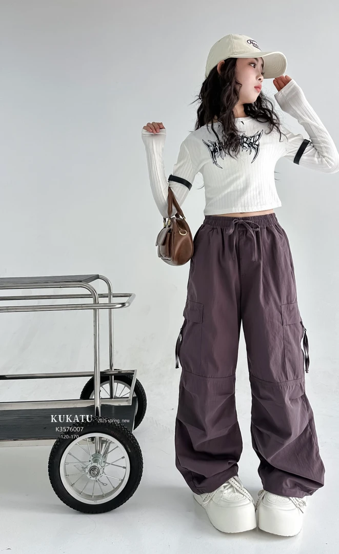 《丁丁优选》6007库卡图韩国潮牌新款男女童工装休闲裤