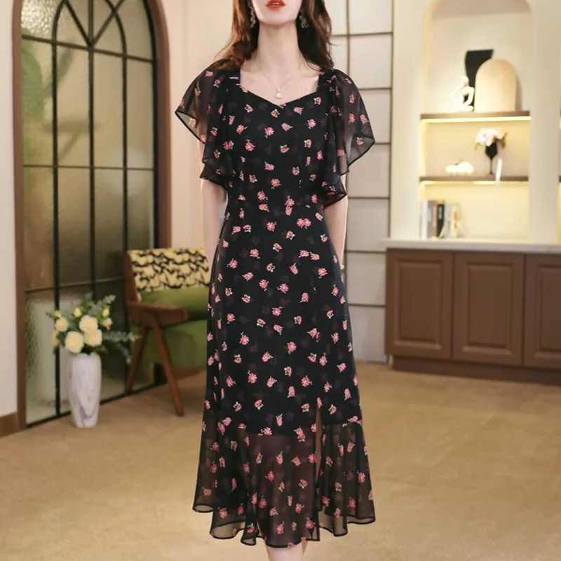 碎花连衣裙2025新款女夏季十三行今年流行爆款气质名媛减龄高级感