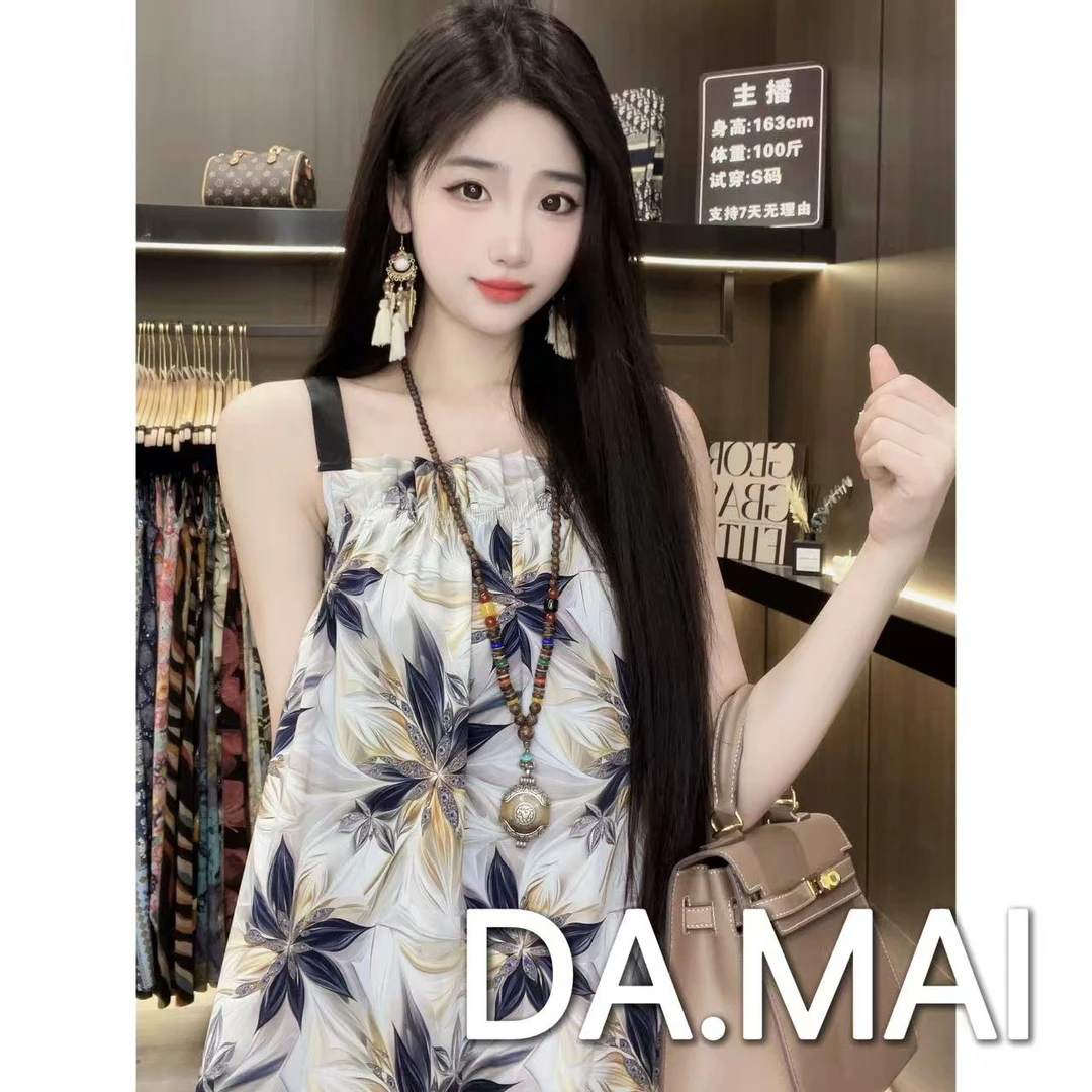 DA.MAI-8890#2025女款轻奢宽松长裙春夏缎料无袖气质时尚连衣裙