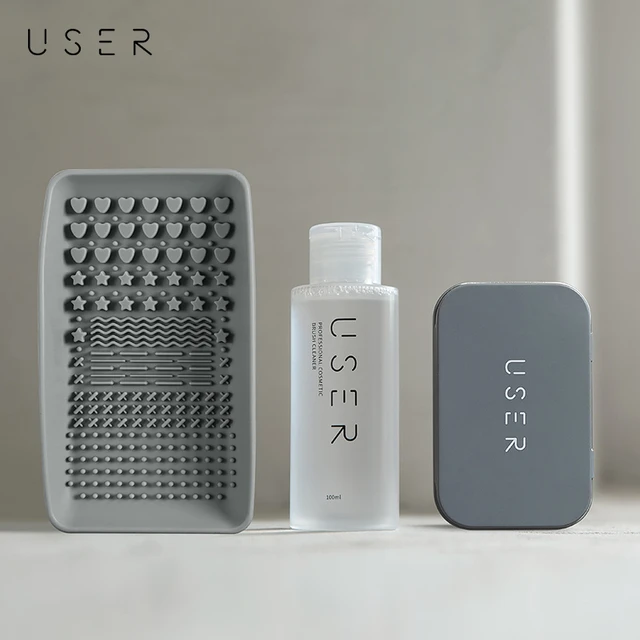 USER化妆刷清洗套装干洗湿洗化妆工具清洗液清洁盒清洗器板3件套