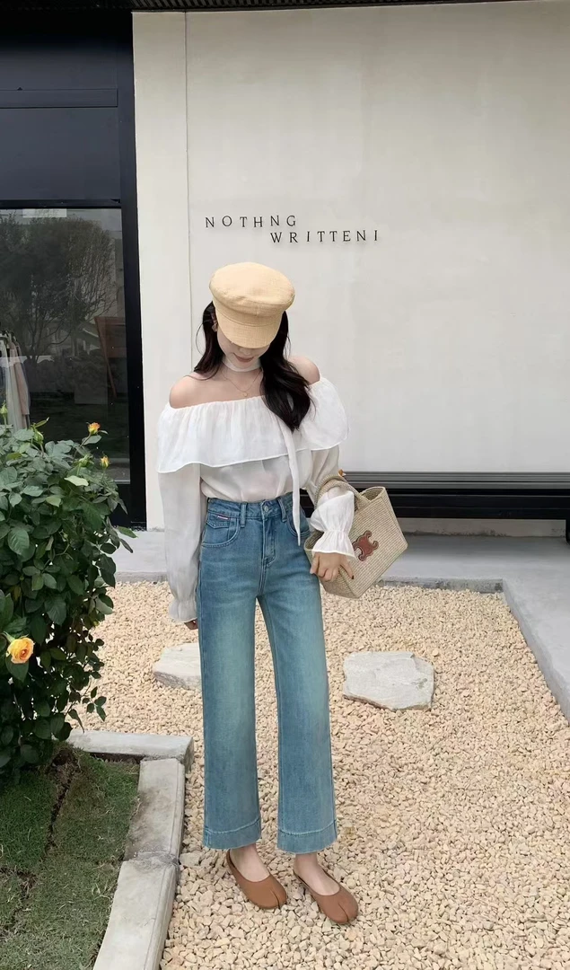 5810款后腰贴布老人直筒牛仔裤