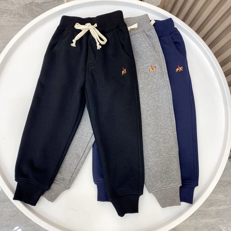 儿童新款秋冬一体绒长裤休闲中大童宝宝保暖户外运动罗纹束脚冬季