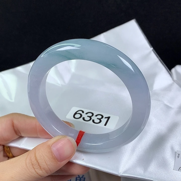 翡翠未镶嵌手镯57圈 紫底蓝飘花