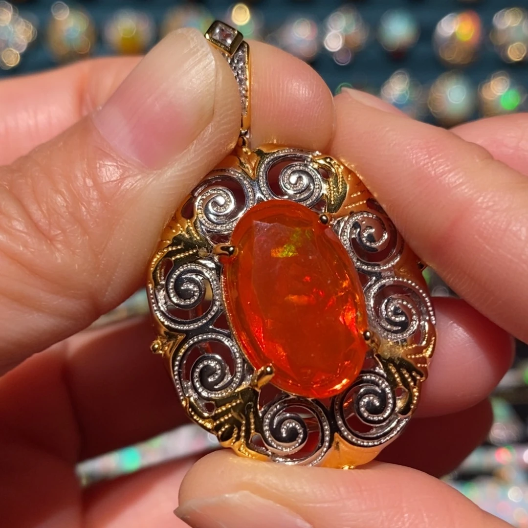 欧泊银S925镶嵌吊坠