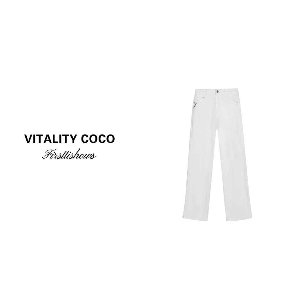 「VITALITY COCO」【白牛】直筒牛仔阔腿裤极简高腰显瘦长裤-1030