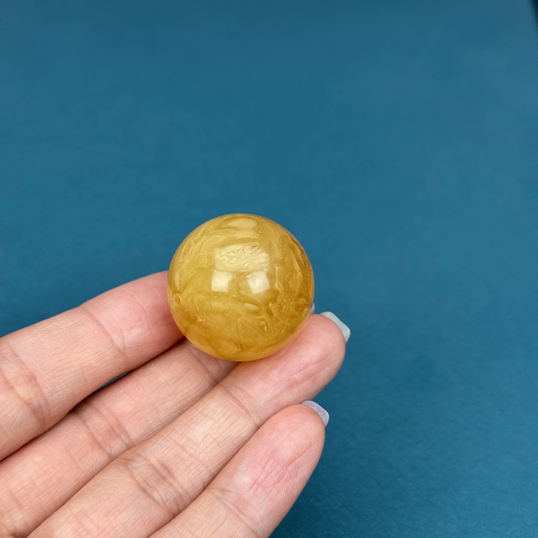 A1545 天然原矿蜜蜡鸡油黄单珠25.4mm 9g支持复检假一罚四