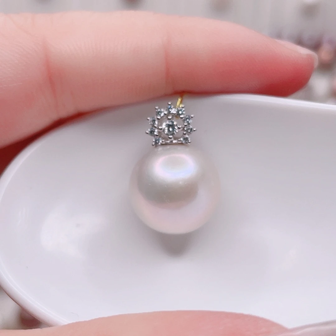 吊坠(不含链)银S925镶嵌淡水珍珠