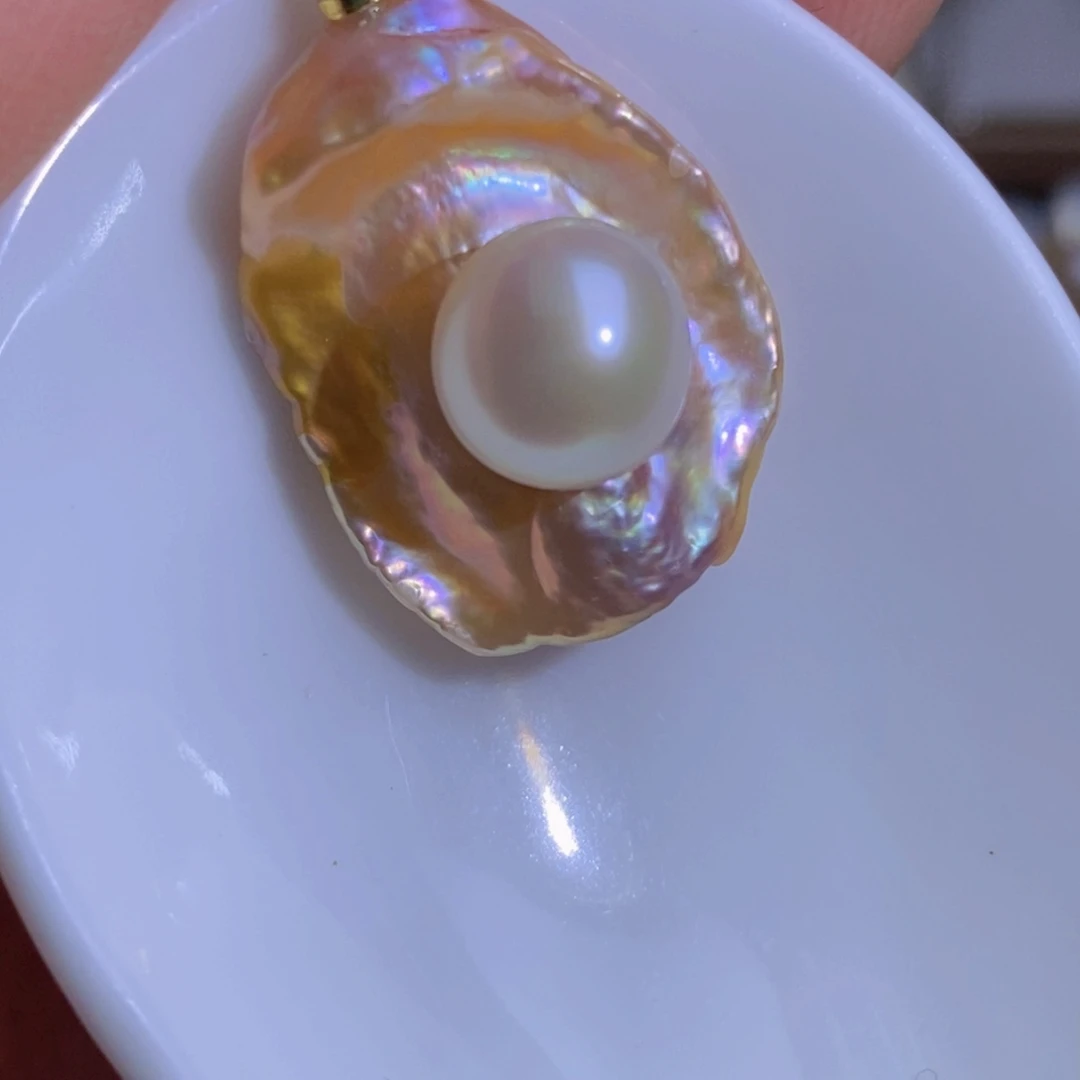 银S925镶嵌珍珠淡水珍珠