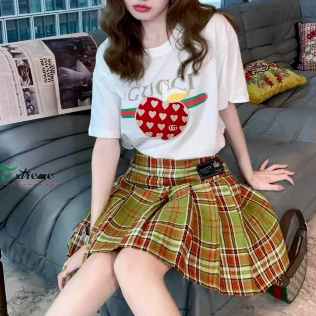 未使用 GUCCI/古驰 心苹果刺绣短袖 XS码 D17284