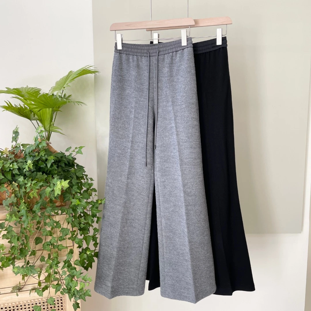 松紧腰阔腿微喇裤10595