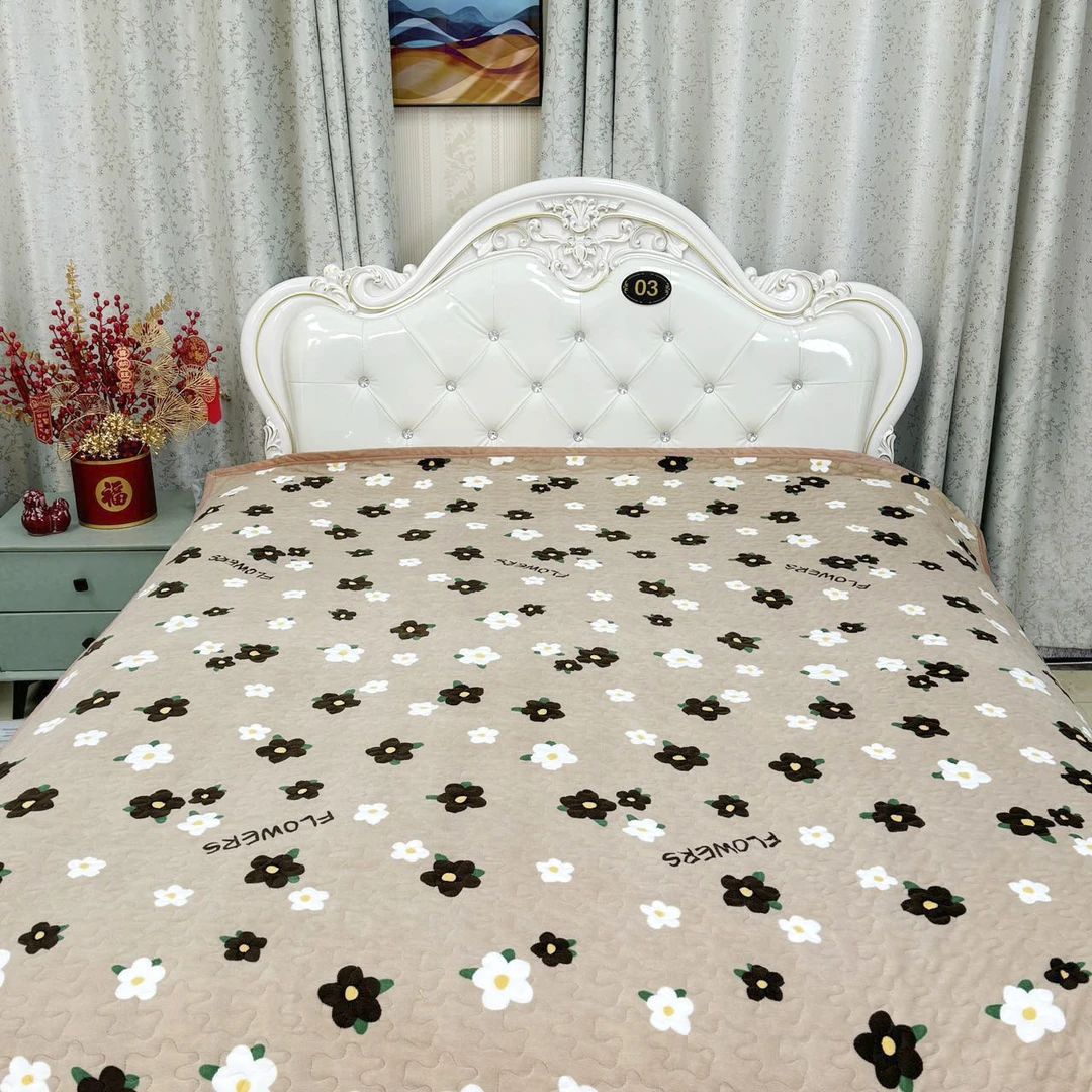 【香香姐专属】2546-牛奶绒床盖 防静电秋冬加厚保暖防滑床罩