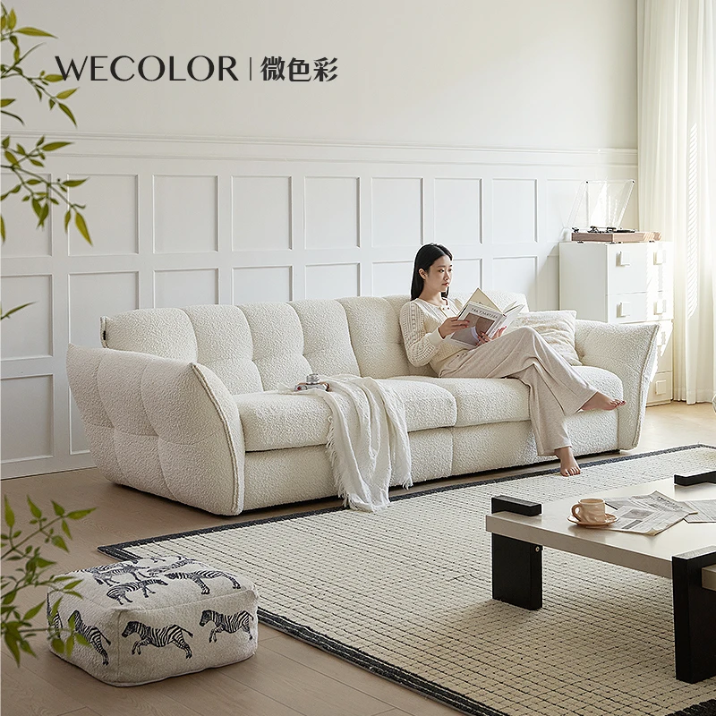 百合花瓣沙发奶油风设计师高级感别墅客厅直排大坐深绒布艺沙发