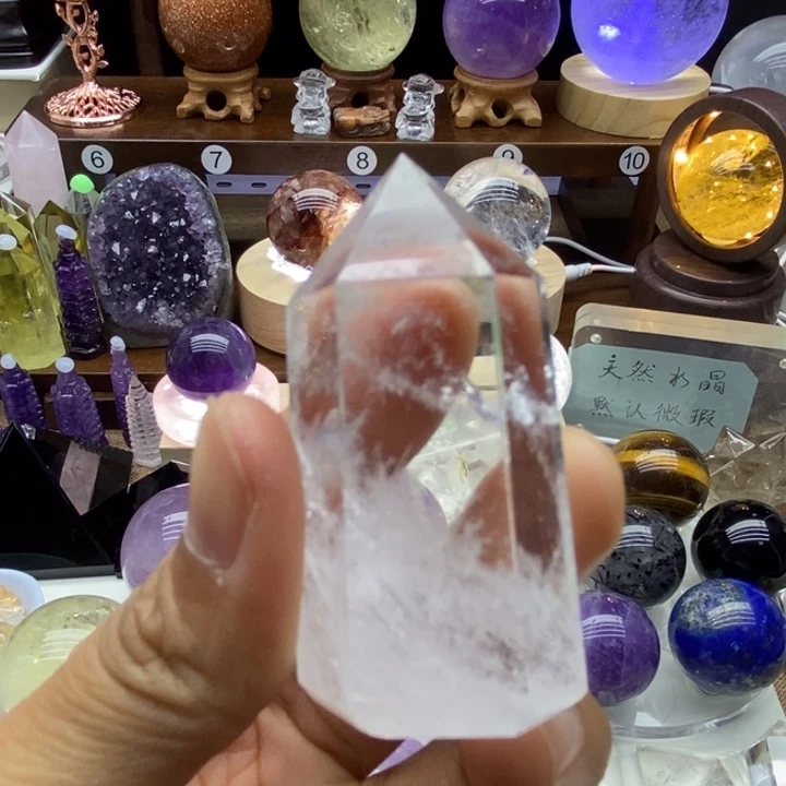 水晶摆件未镶嵌天然白水晶柱漏