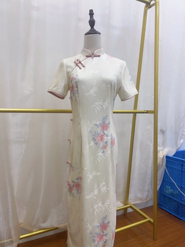 V-3017 心上人 瑞世网 新中式国风夏款年轻款改良旗袍125cm长款