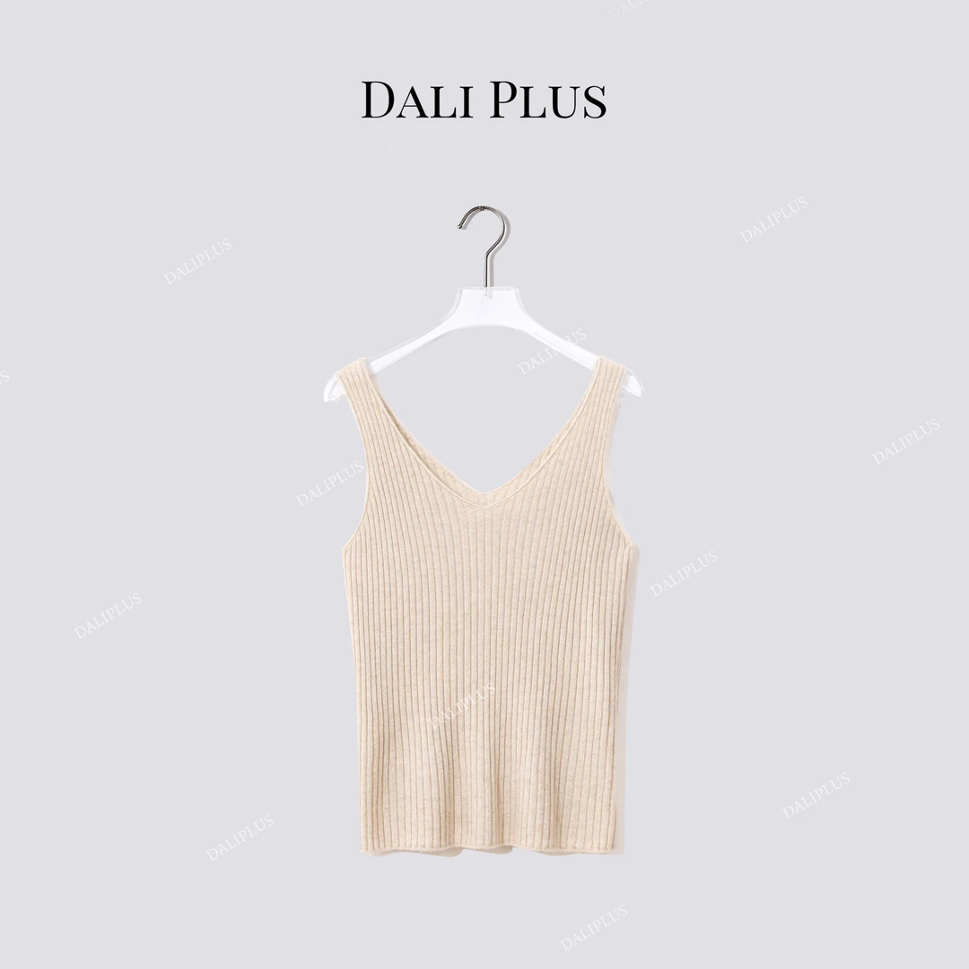 DALI PLUS100山羊绒 基础多色V领针织打底背心-D5CH4760
