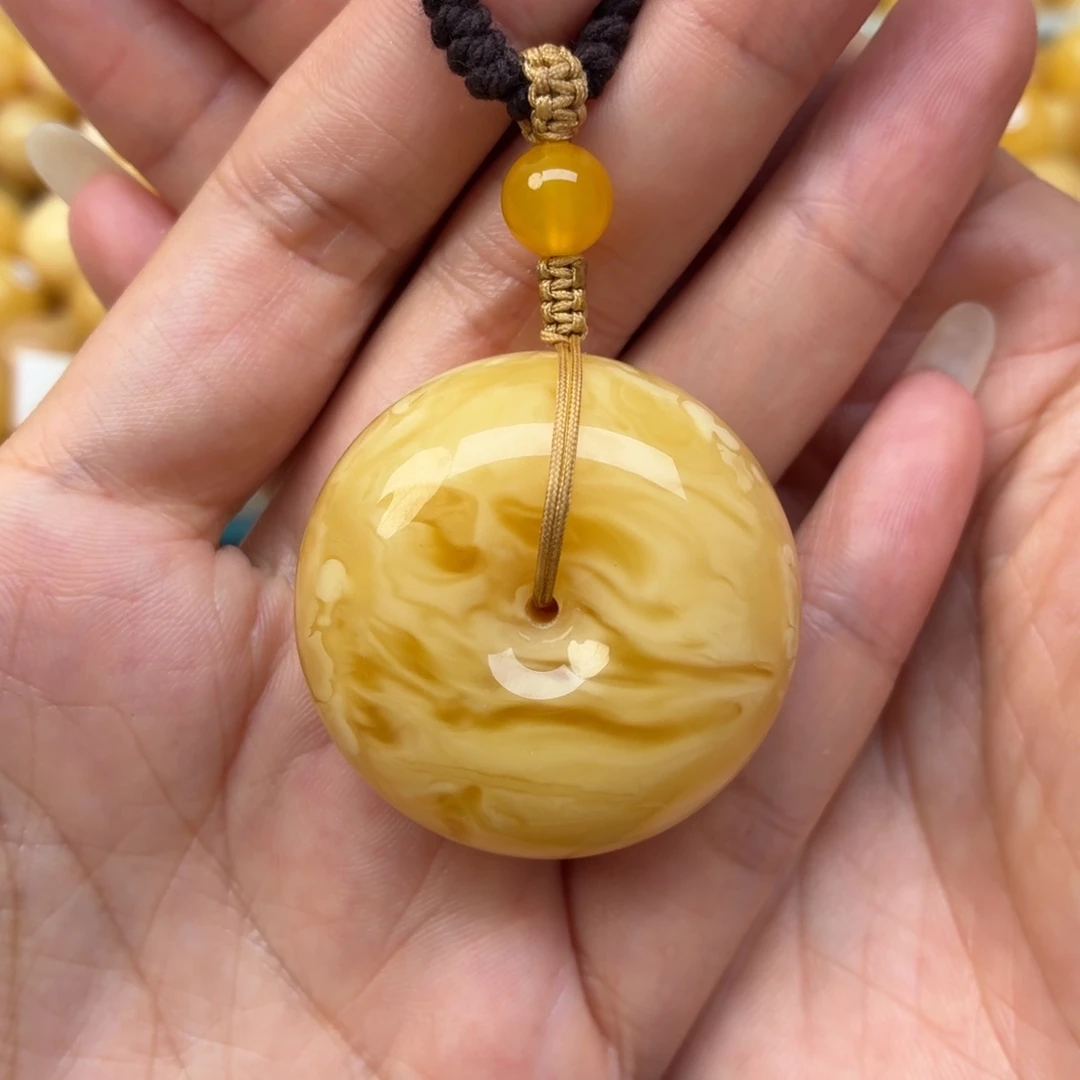 蜜蜡未镶嵌裸石38*20平安扣吊坠