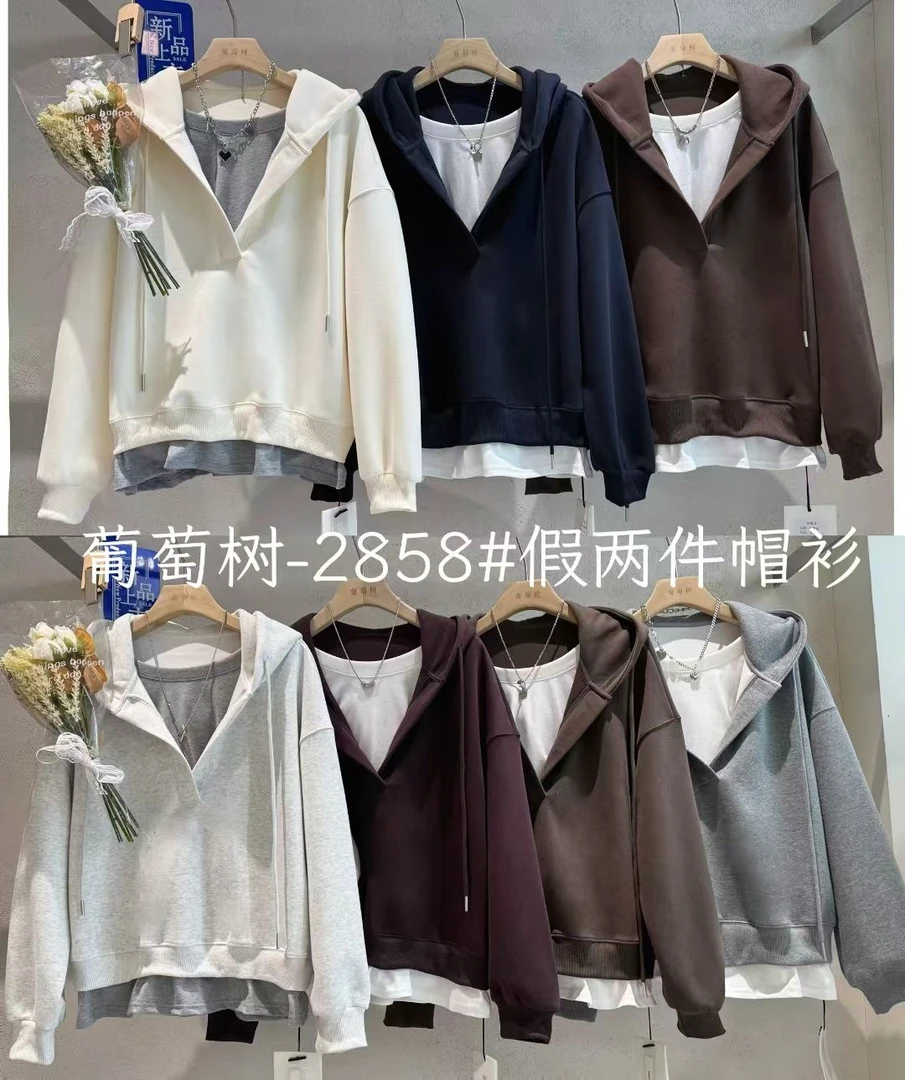 粉丝福利秋东新款葡萄树家圆领常规男女同款卫衣假两件2858