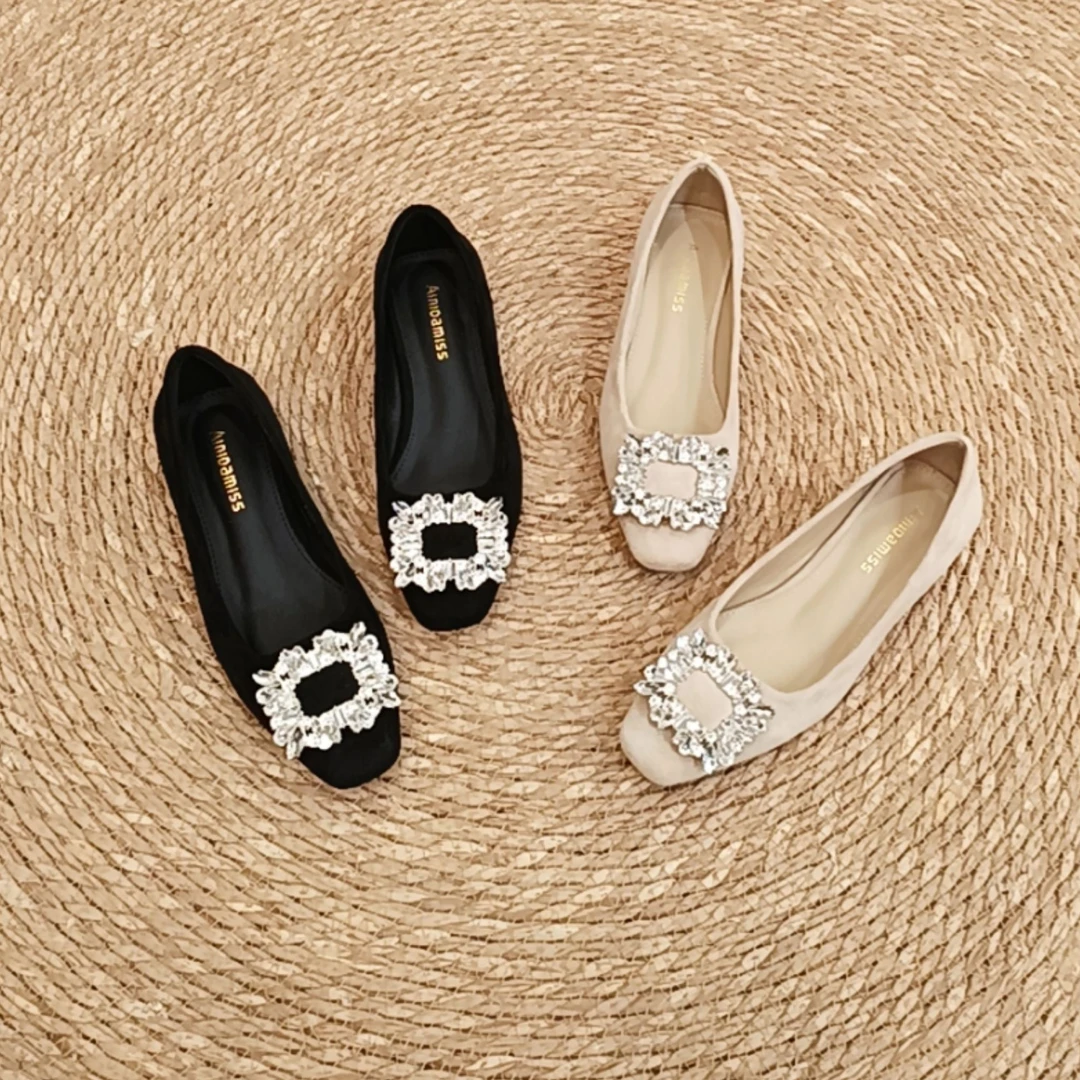 单鞋女2025年秋冬新款方头气质复古百搭浅口法式时尚黑色软底女鞋