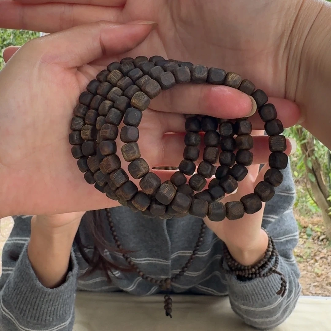 沉香手串绿奇楠沉水单圈约0.6+多样性发一条