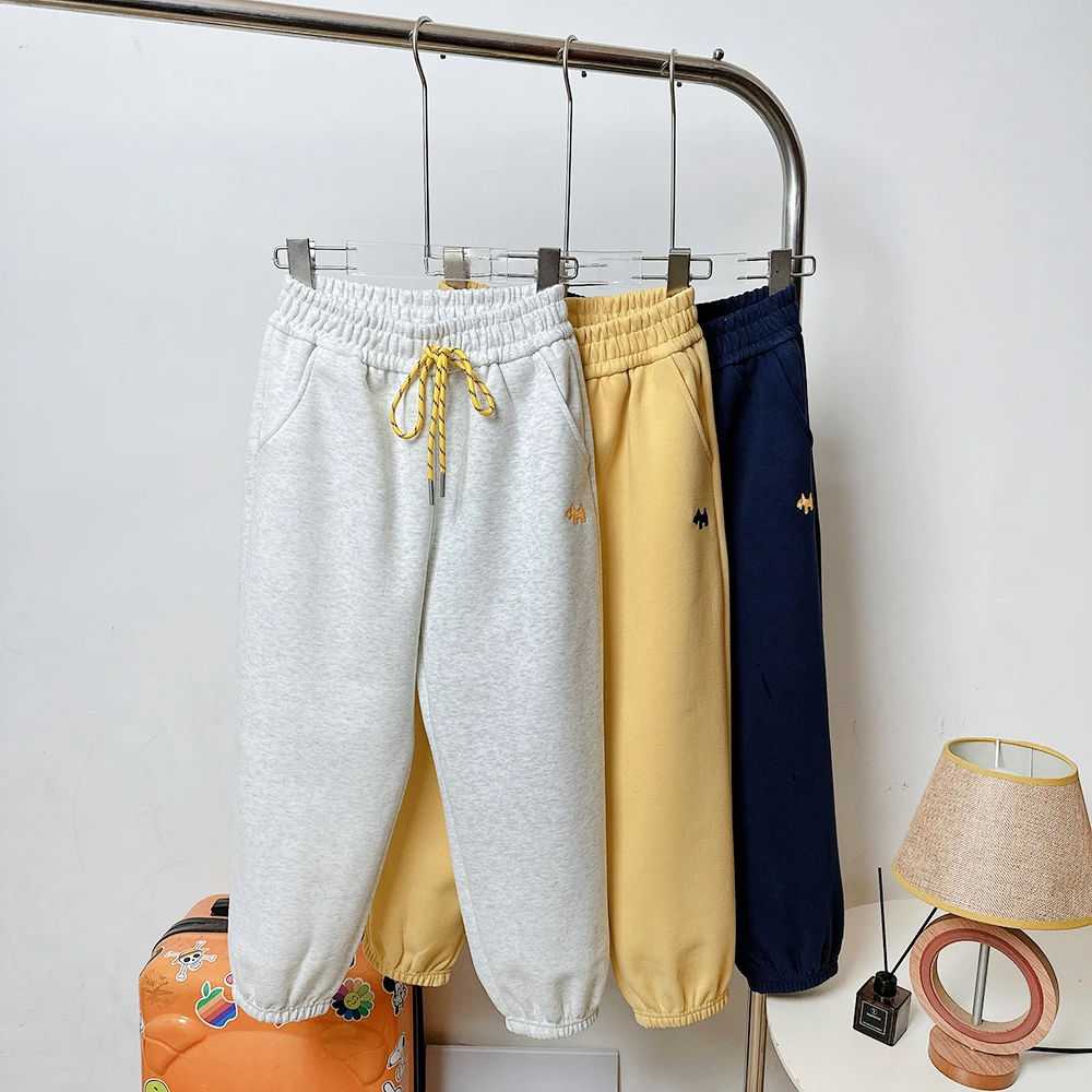 洋气儿童刺绣卫裤2025春秋款新款男童女童休闲运动长裤子