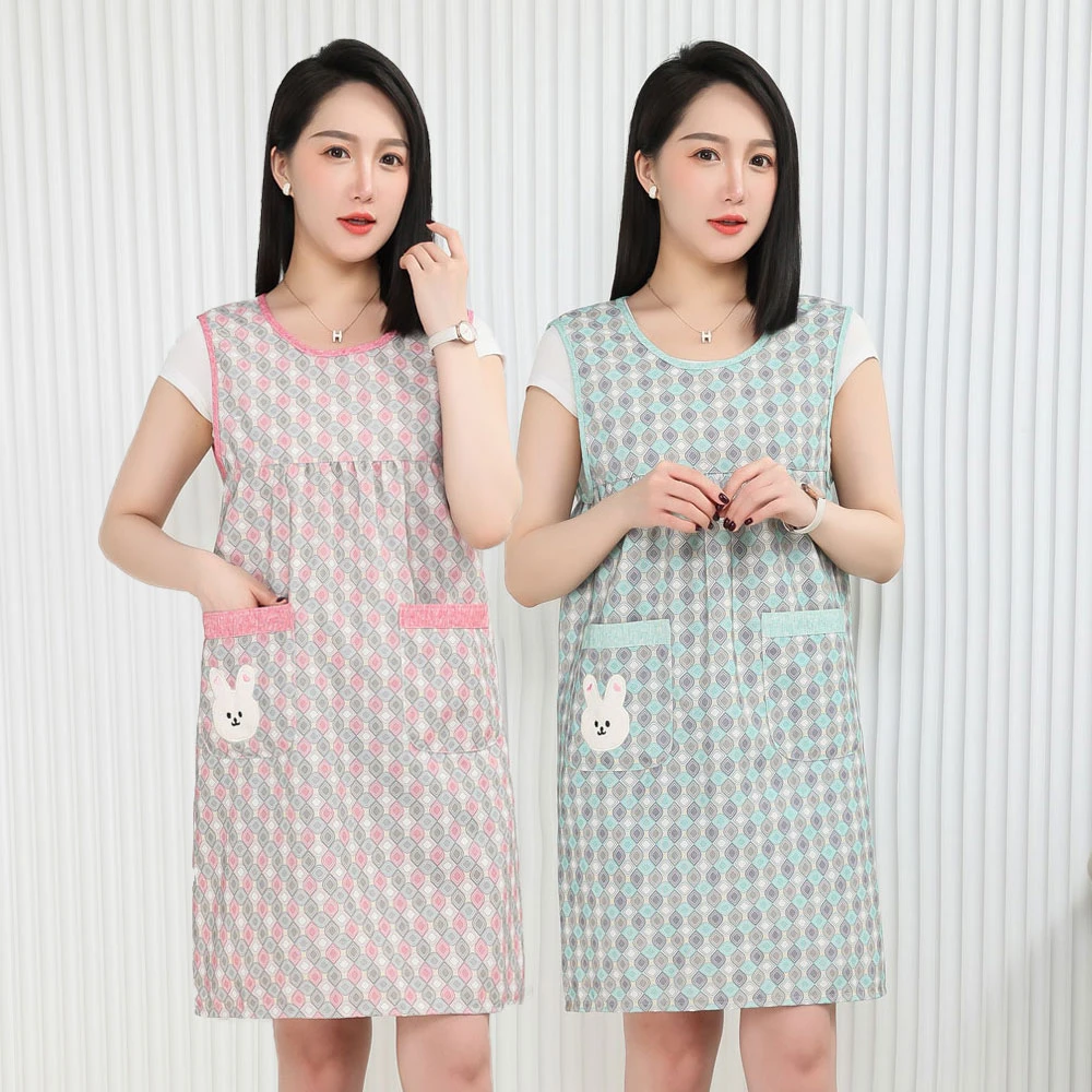 韩版围裙时尚工作服围腰罩衣家用做饭防油污可爱透气帆布坎肩式