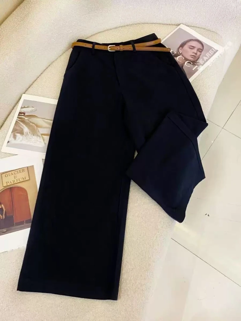 9219-卷边直筒阔腿裤