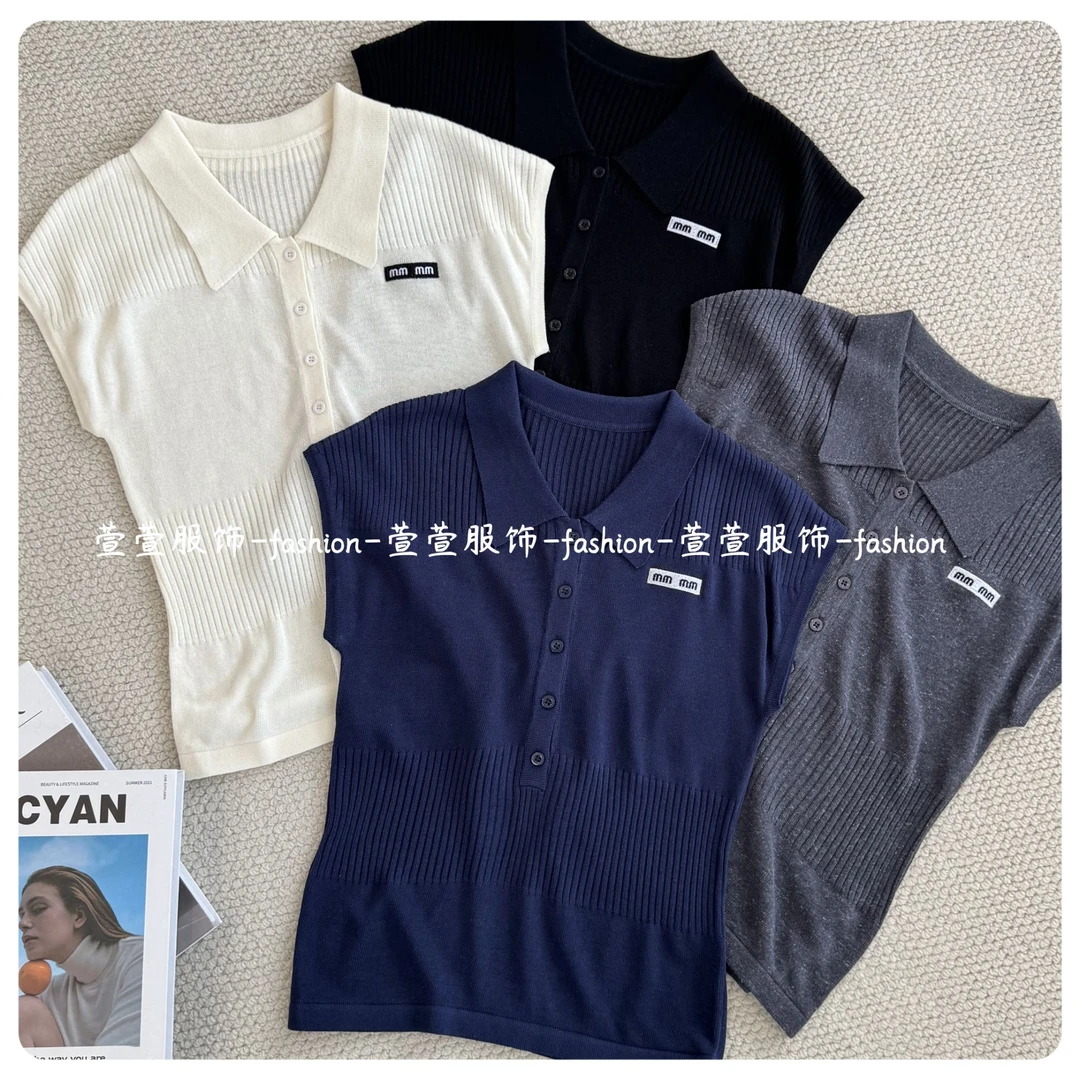 【萱萱服饰】DX895夏季新款设计感青春简约百搭POLO领套头短袖女