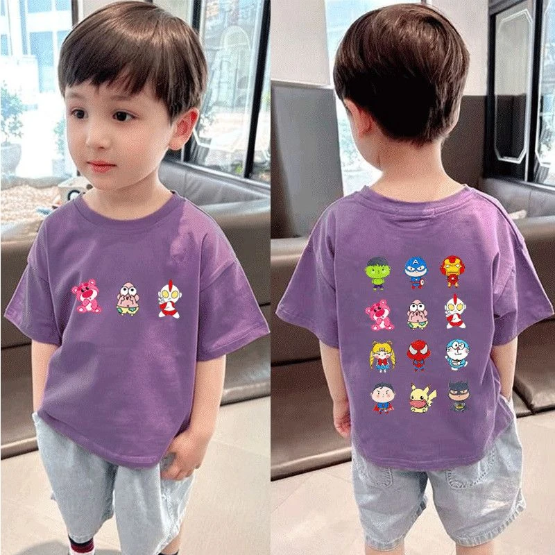 儿童T恤短袖100纯棉圆领卡通奥特曼夏季男童女童宝宝新款上衣洋气