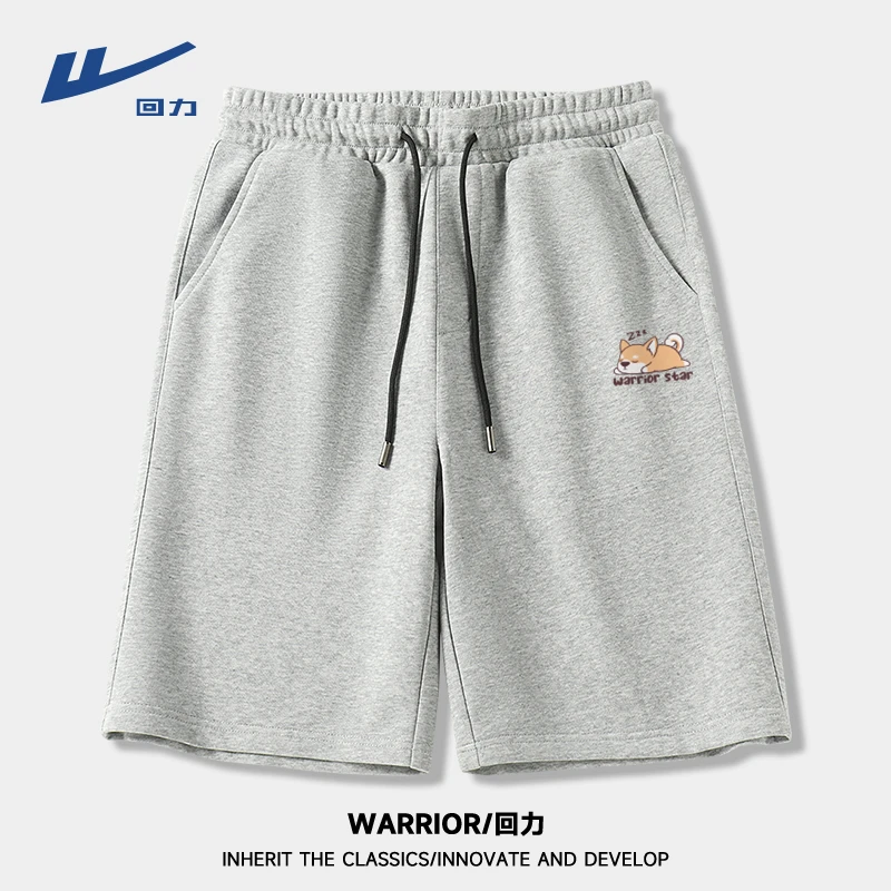 回力日系小狗印花纯棉短裤男女夏季运动吸汗宽松五分裤男款中裤子