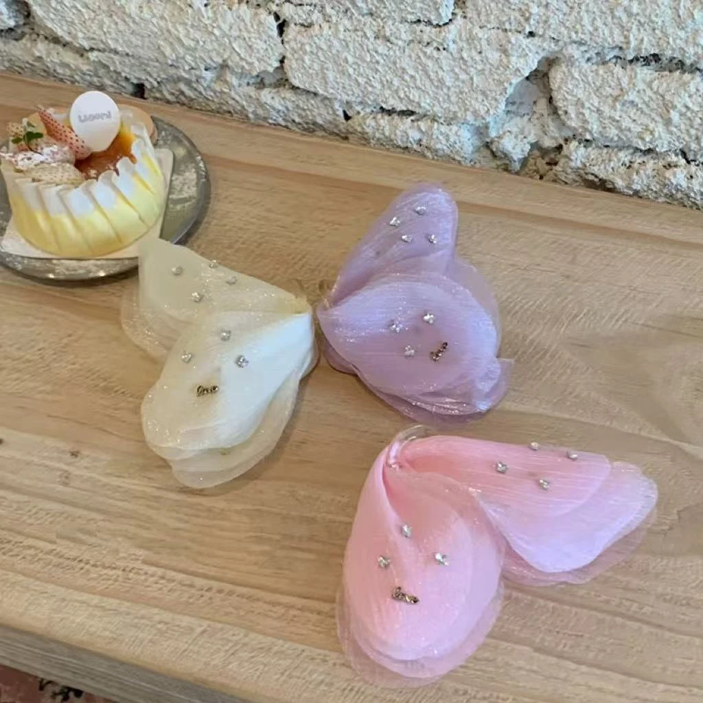 LAPHE 法式超仙薄纱闪钻大号气质百搭鲨鱼夹