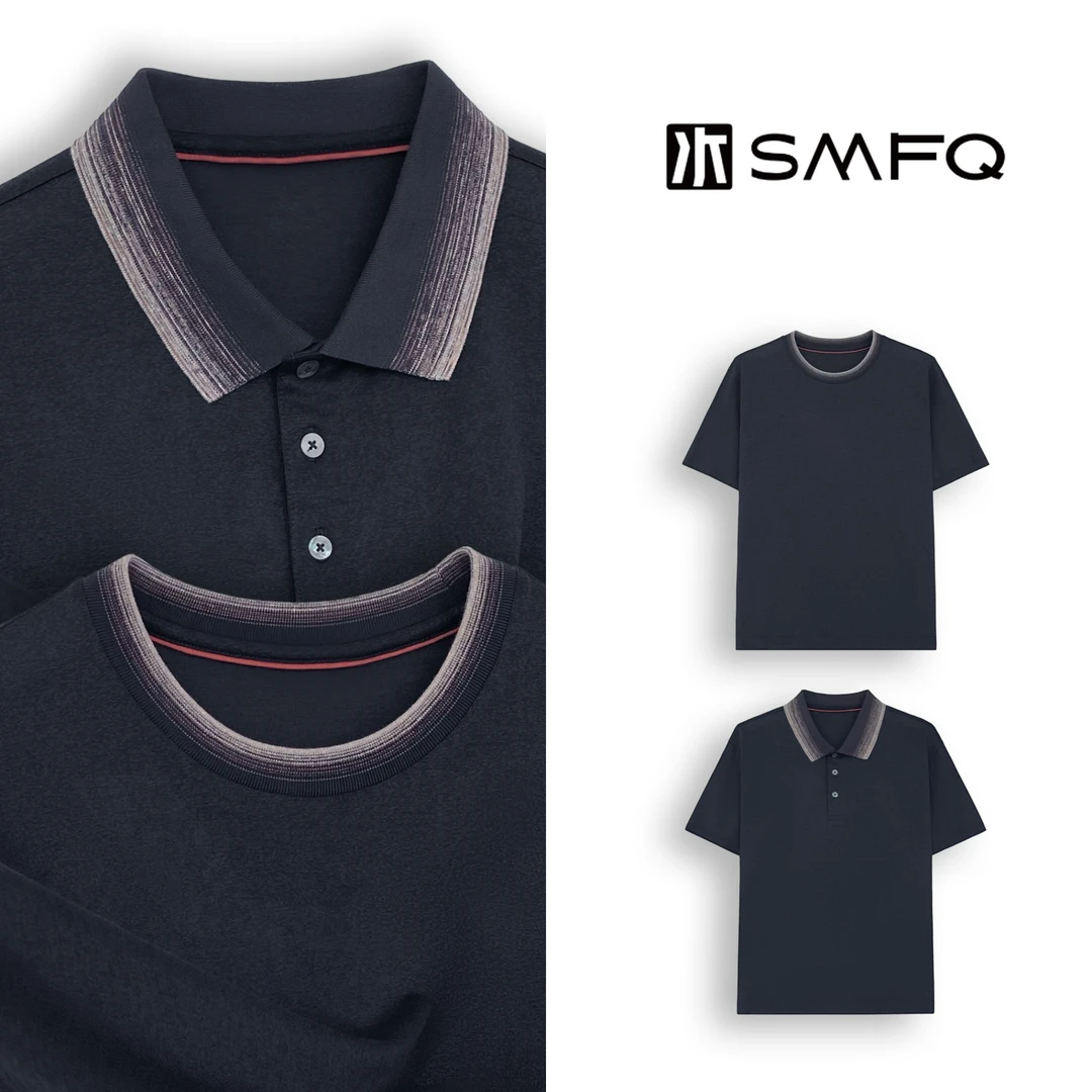 水木夫妻【男款】“决策者”L*P意大利老钱风双面丝光渐变撞色POLO衫