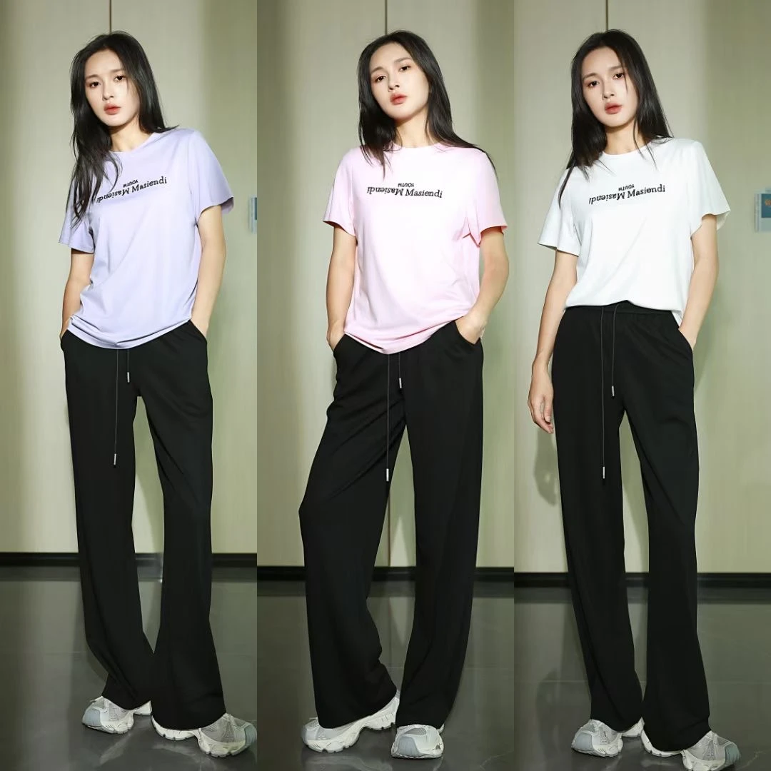 MASIENDI玛丝恩迪穿珠字母圆领宽松休闲大T恤女