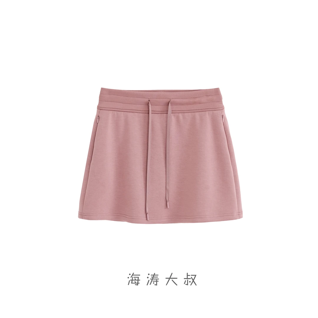 【海涛大叔】砂洗空气层系列松紧腰净版抽绳短裙