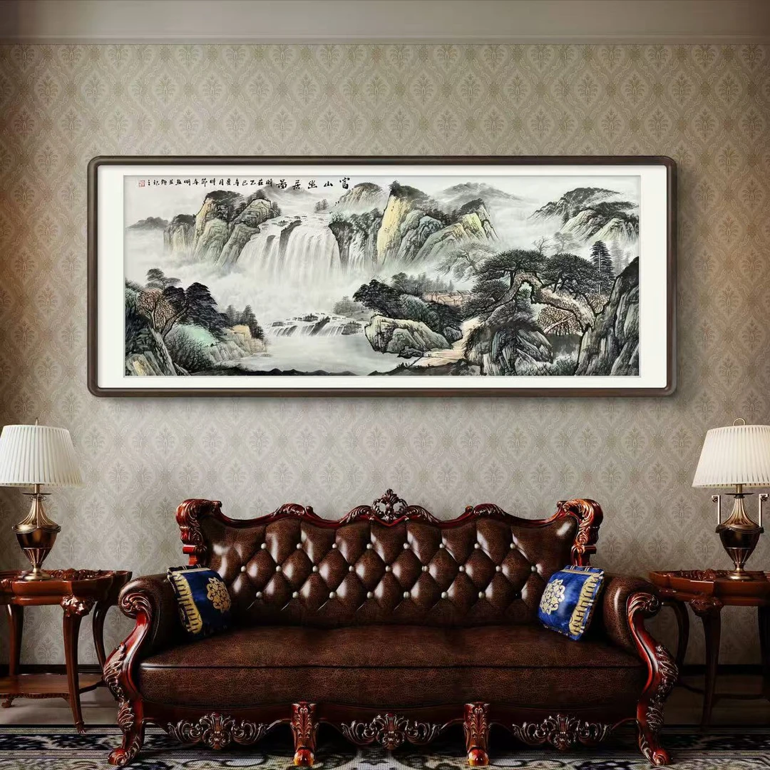 《富山幽居图》六尺横幅山水风景客厅卧室书房国画办公室挂画作品
