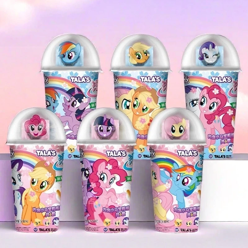 小马宝莉蘸酱饼干彩虹杯儿童零食草莓味饼干附赠人物戒指