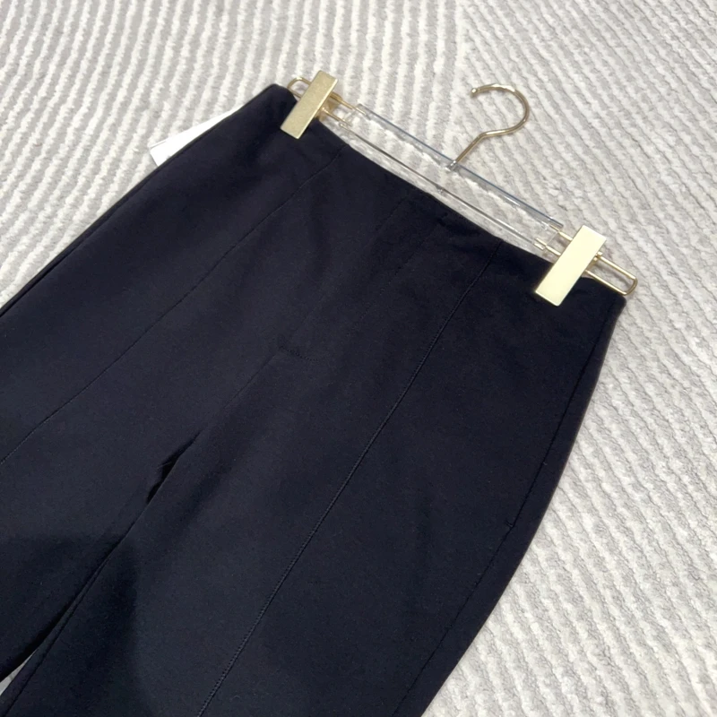 魔裤！M1395气质百搭修身显瘦裤脚开叉黑色微喇裤裤长105 GY15013