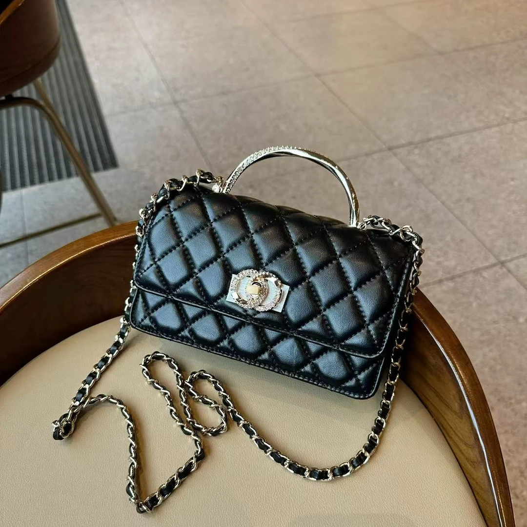 【A54】(钻石手柄包）小香风菱格风琴包