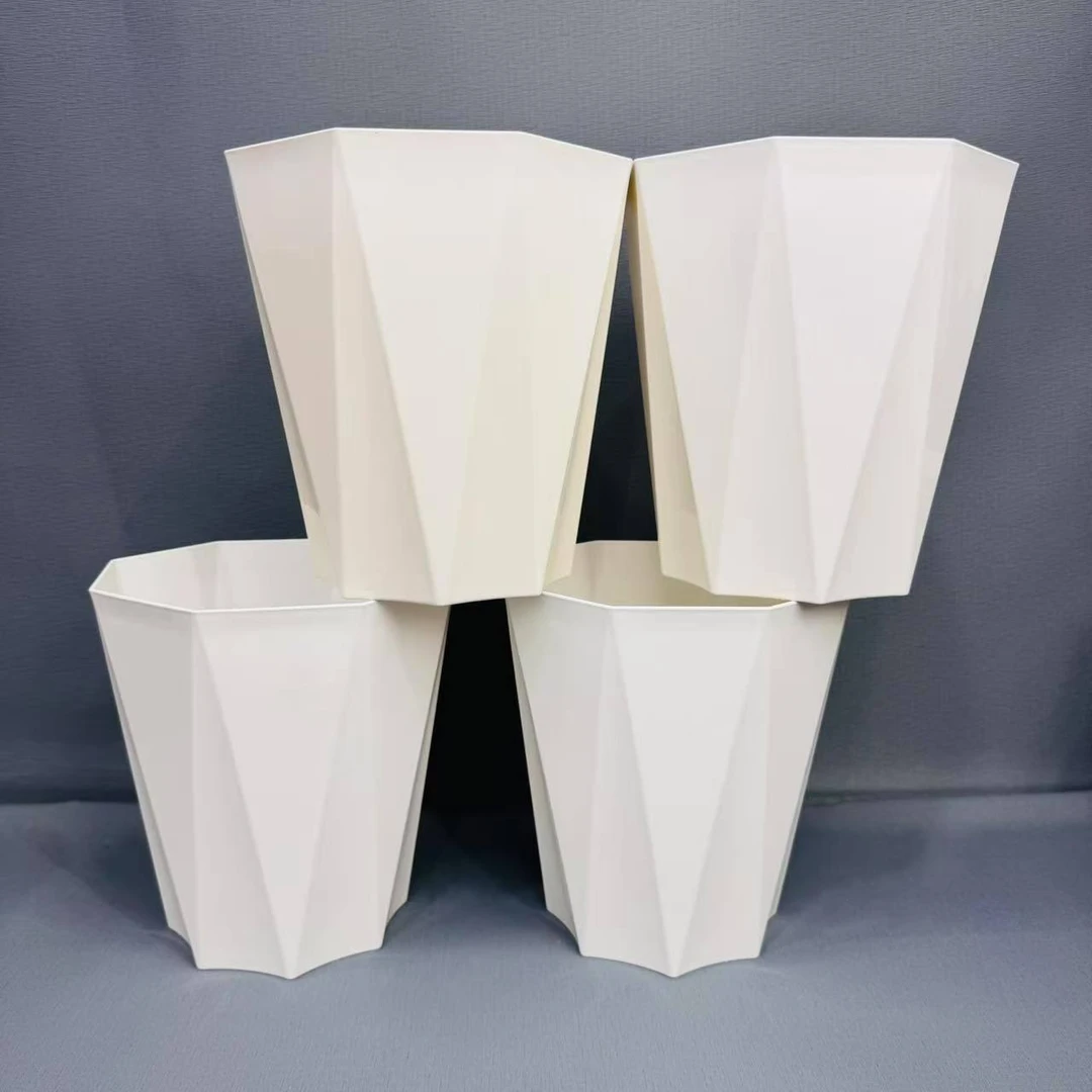 （4个盆带托）白钻石3号花盆口径21厘米高度22厘米