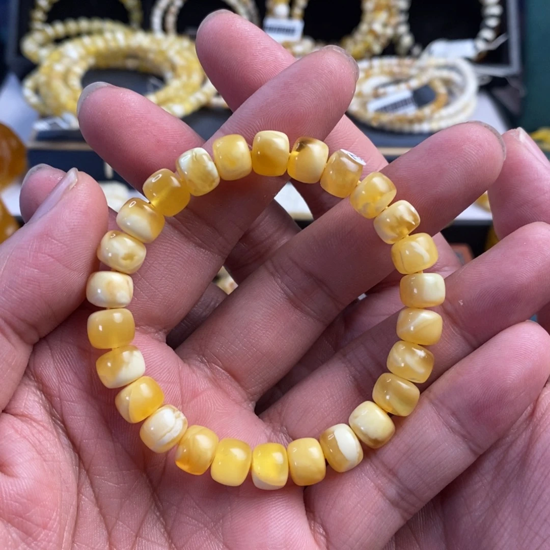 琥珀未镶嵌裸石金白妖孽9mm