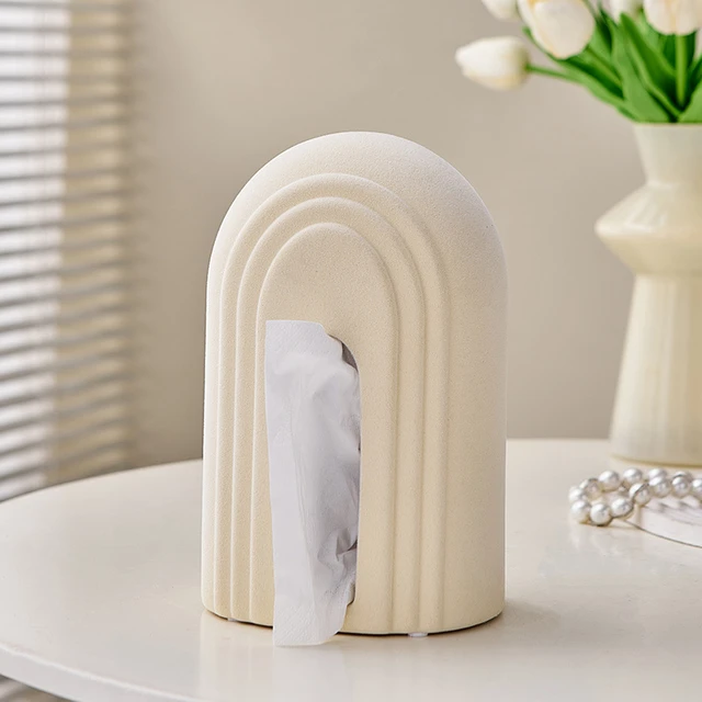奶油风陶瓷纸巾盒客厅高级感轻奢高档餐桌茶几卧室床头桌面抽纸盒