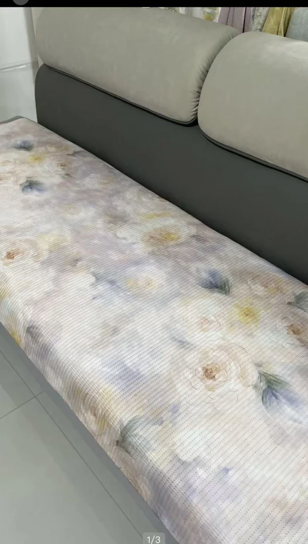 天丝棉粉色花语三层加棉沙发垫单人床垫