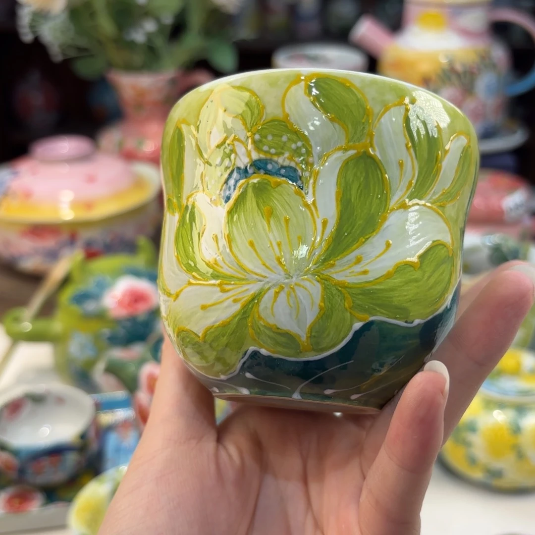 瓷片景德镇手绘高温釉下彩陶瓷茶具