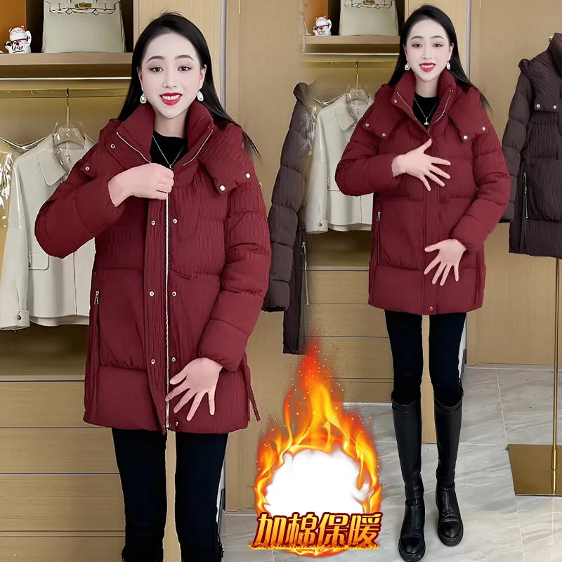 2024年冬季新款加厚保暖连帽棉服女士潮流设计感小众减龄棉衣棉袄